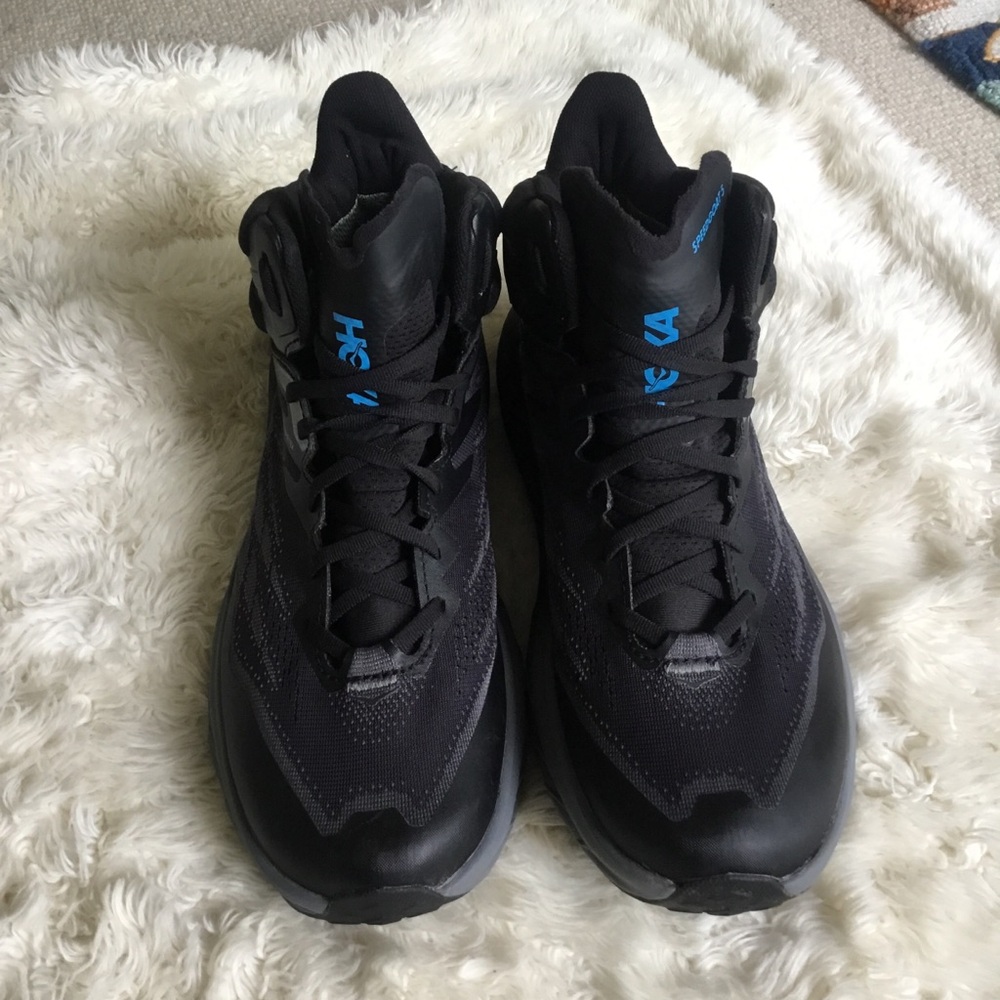 Hoka one Speedgoat Men's Black Sneakers with Blue Accents - Brand: